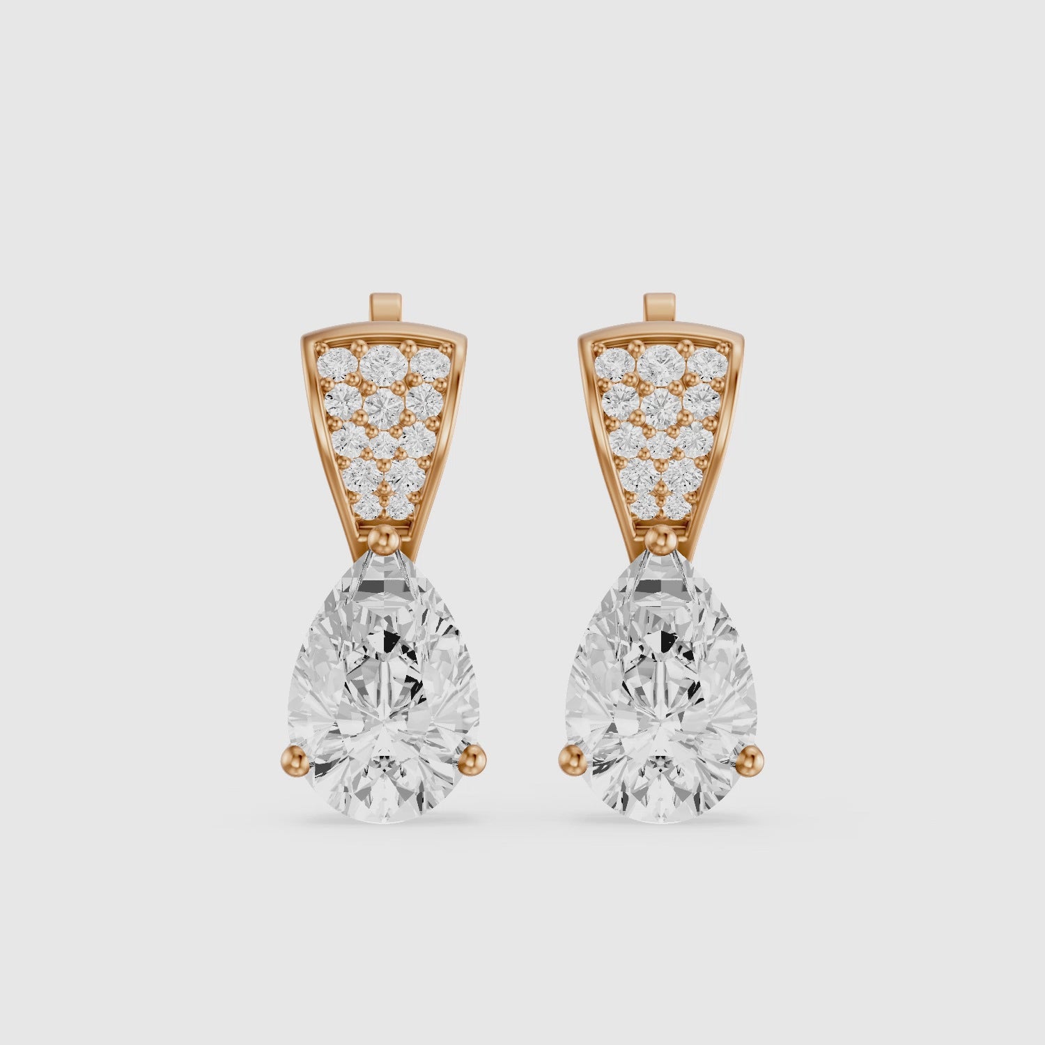 Load video: Bonnie Pear and Round Lab Grown Diamond Drop Stud Earrings