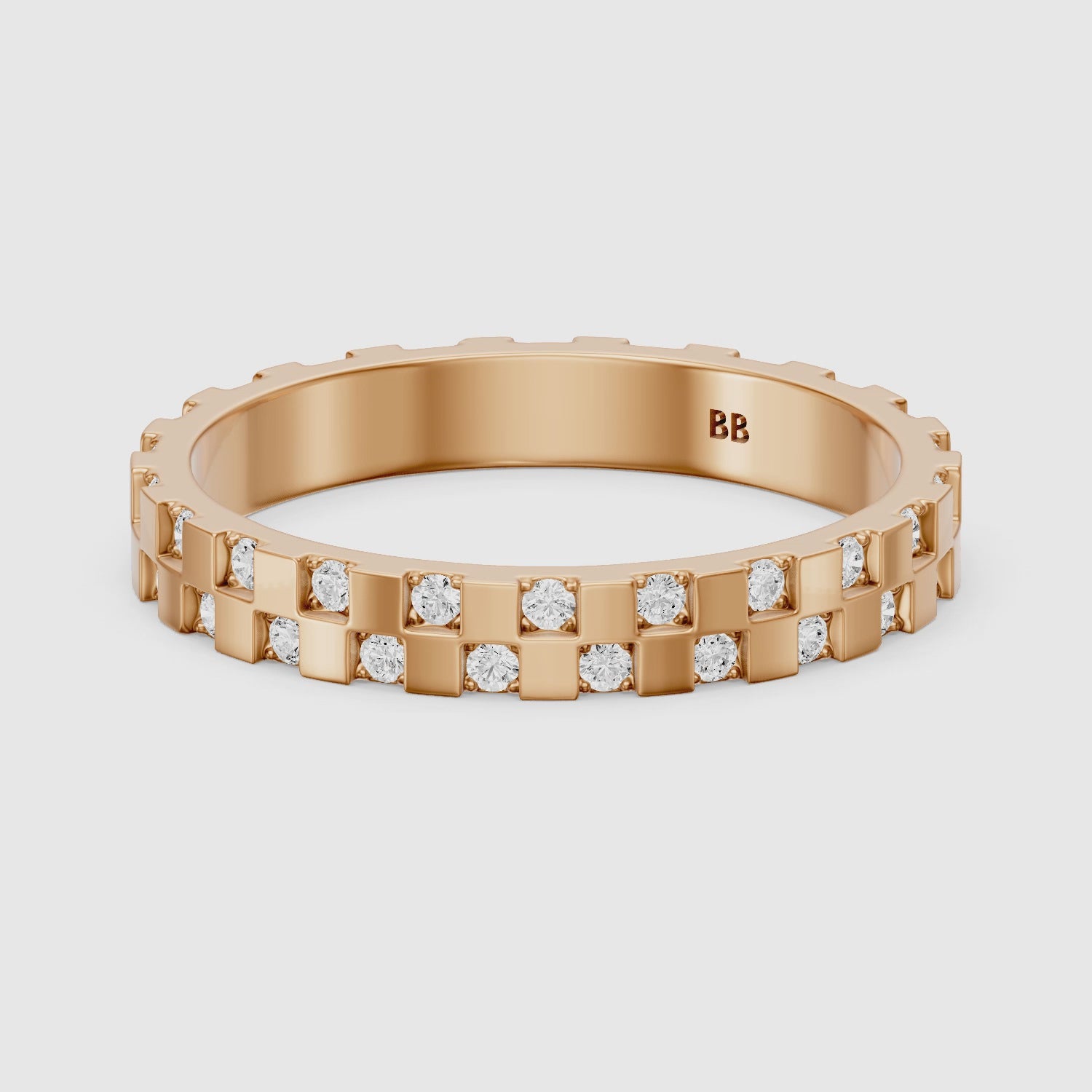 Load video: Carly oval cut Round Lab Diamond Alternating Link Eternity Cigar Band