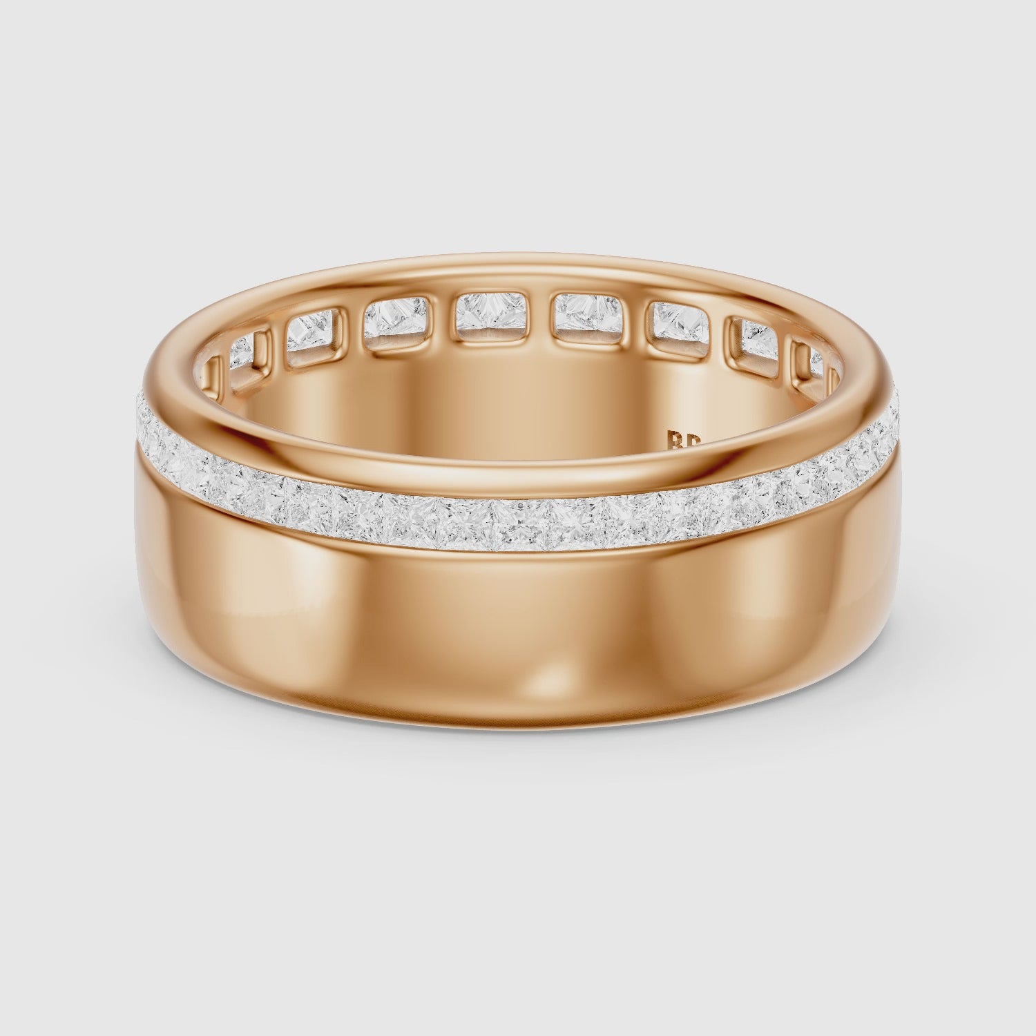 Load video: Bellamy Princess Cut Lab Grown Diamond Channel Set Cigar Band