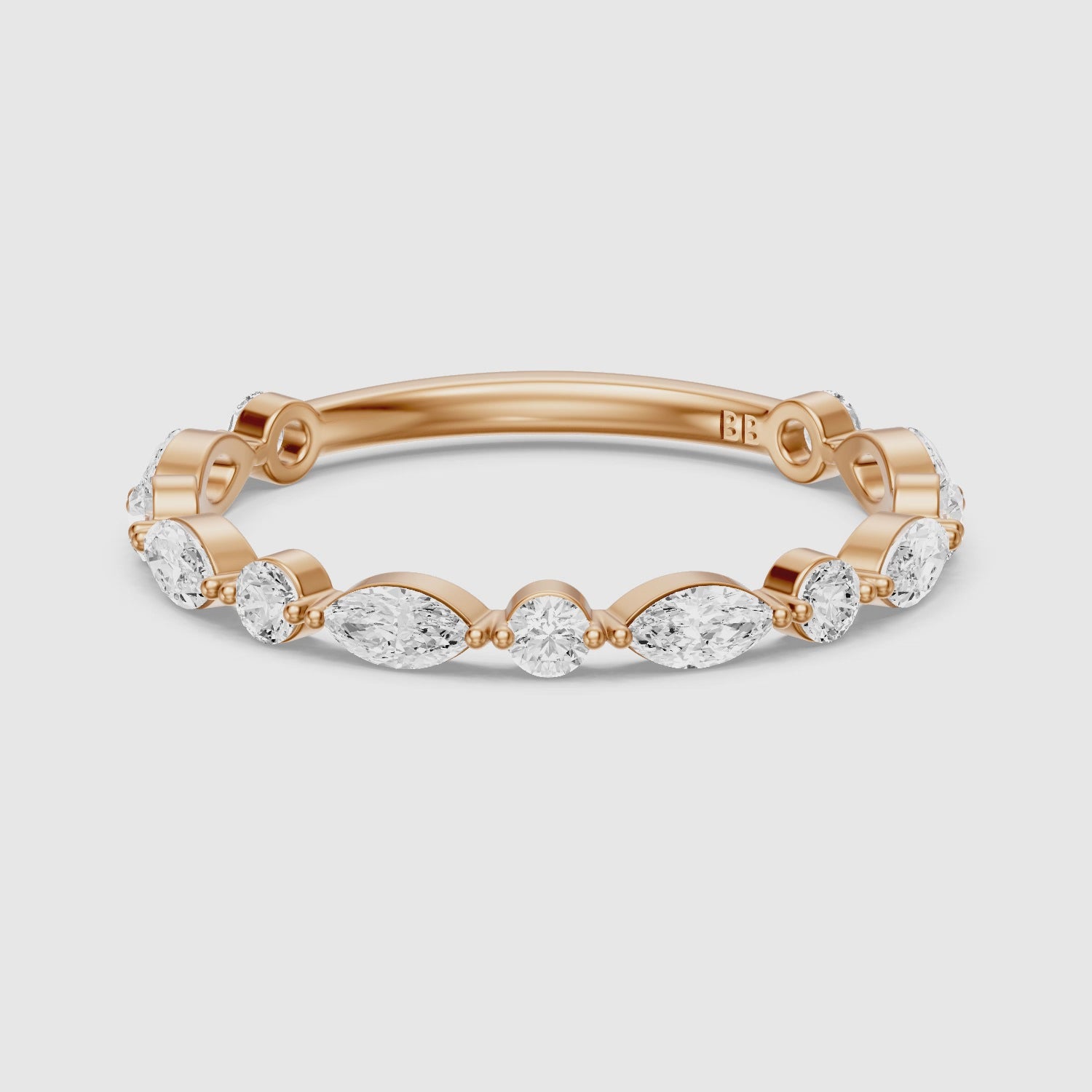 Load video: Zendaya Marquise and Round Eternity Lab Grown Diamond Wedding Band
