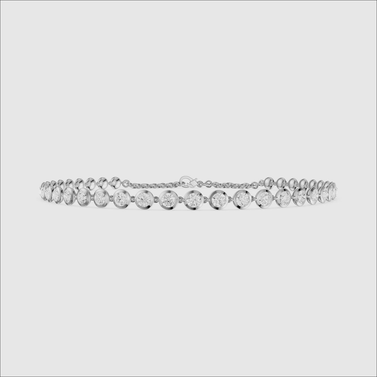 Load video: Cecily 3/4 Coverage Round Lab Grown Diamond Bezel Set Tennis Bracelet
