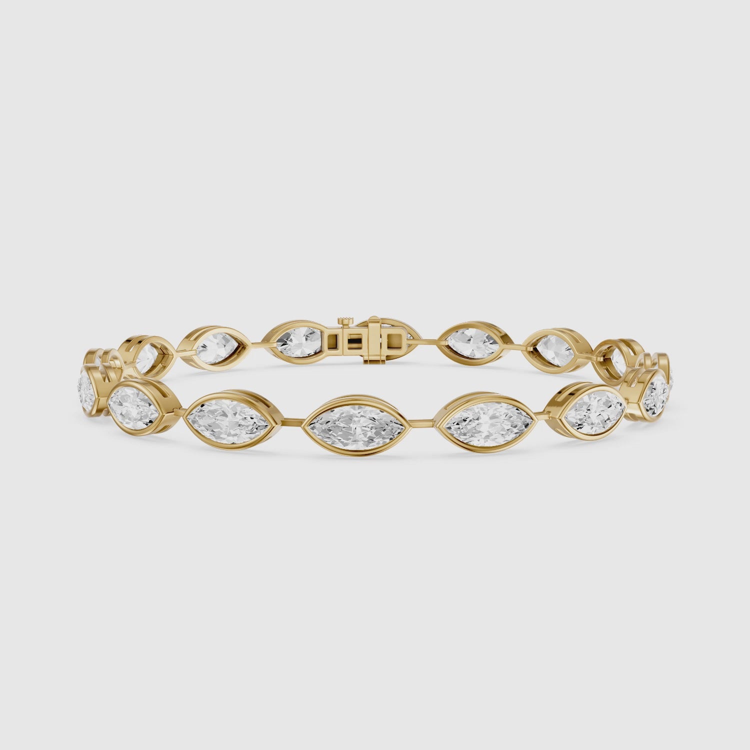 Load video: Alinn Marquise Cut Lab Grown Diamond  Bezel Set Tennis Bracelet