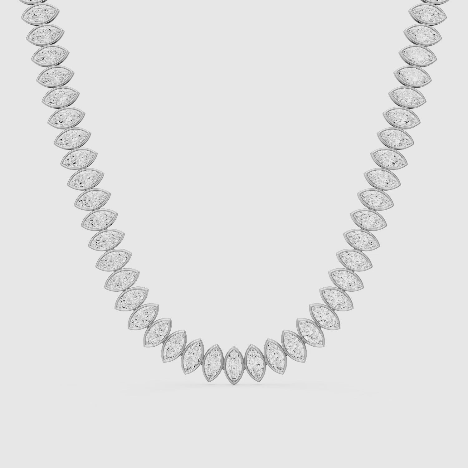 Load video: Presley Marquise Lab Grown Diamond Graduated Bezel Set Tennis Necklace