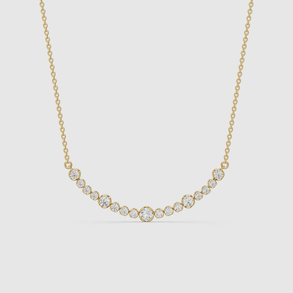 Load video: Samara Round Lab Grown Diamond Curved Bezel Necklace