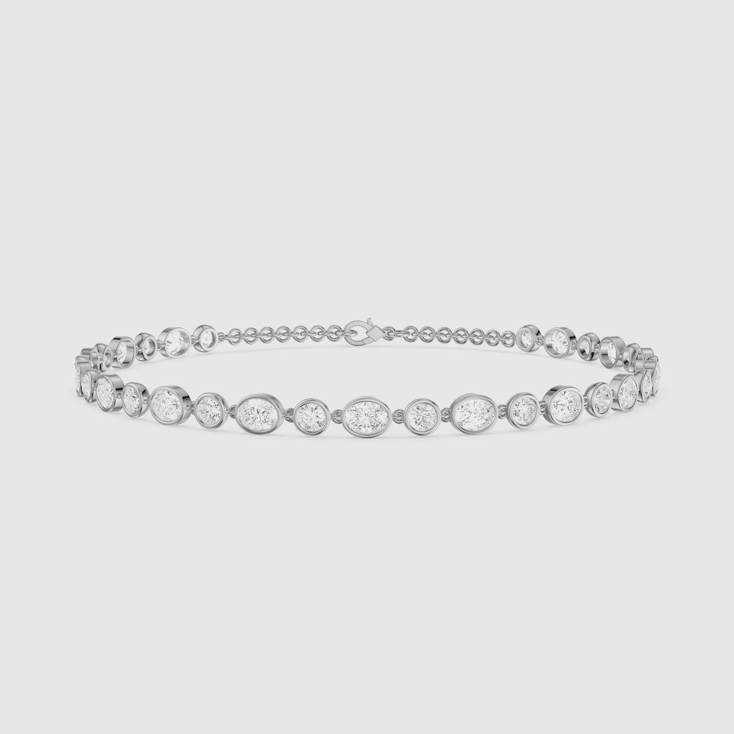 Load video: Mabel Alternating Oval and Round Lab Grown Diamond Bezel Set Tennis Bracelet
