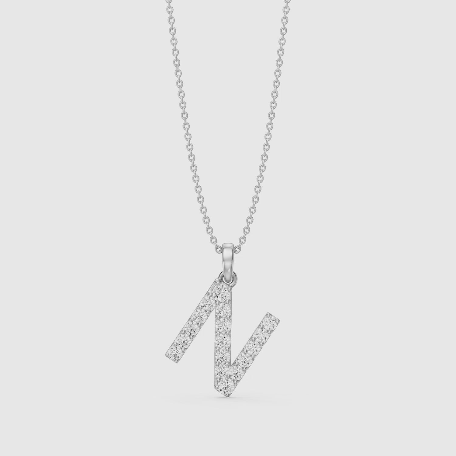 Load video: Daphne Lab Grown Diamond N Initial Pendant Necklace