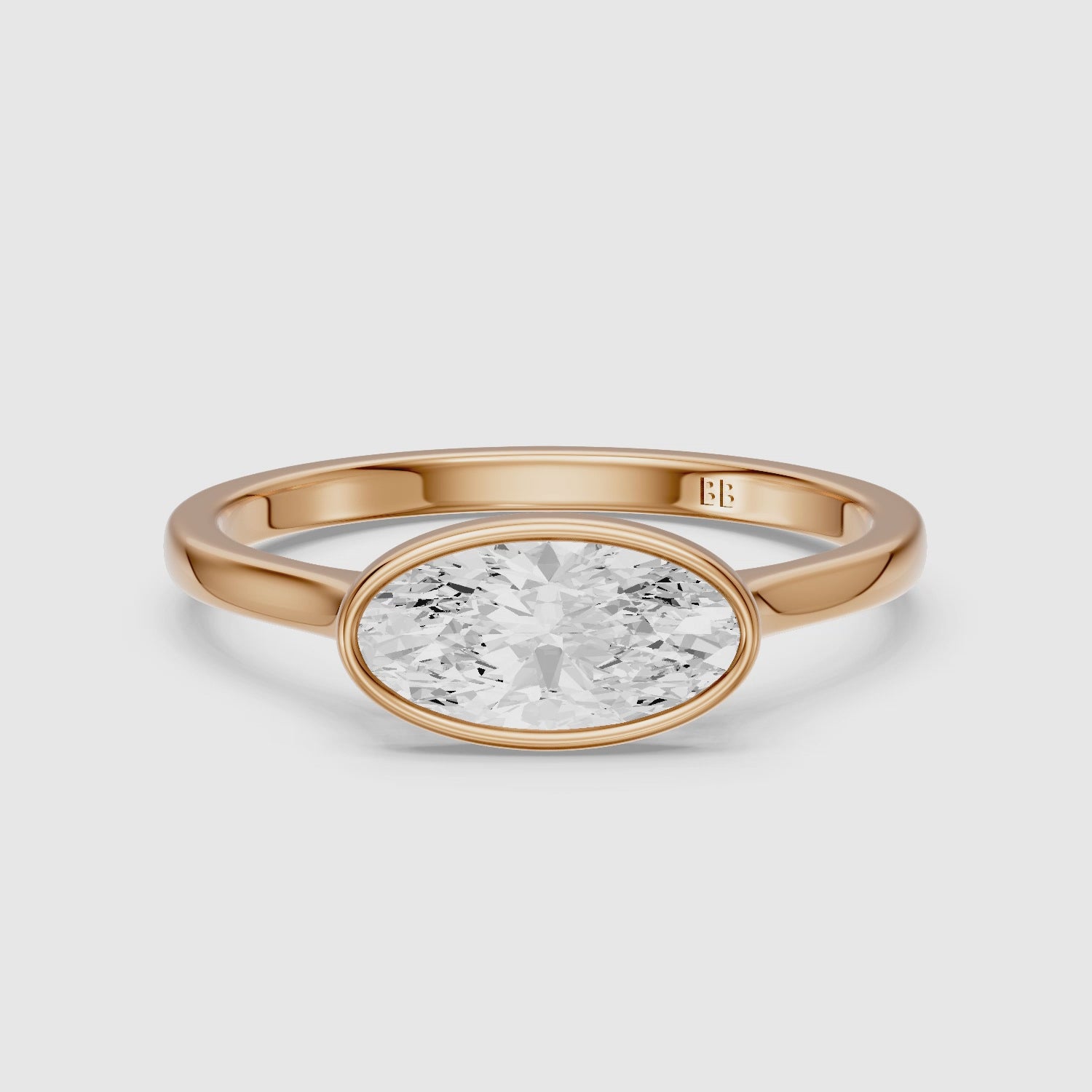 Load video: Madeline East West Moval Bezel Set Lab Grown Diamond Ring