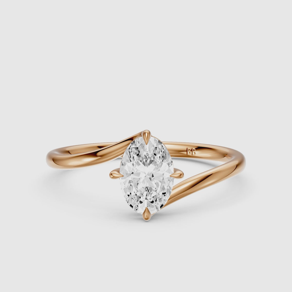 Load video: Lior Oval Cut Solitaire Bypass Lab Grown Diamond Engagement Ring