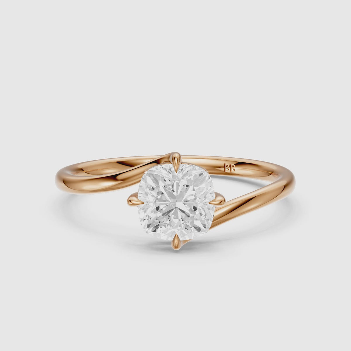 Load video: Zosia Cushion Solitaire Bypass Lab Grown Diamond Engagement Ring