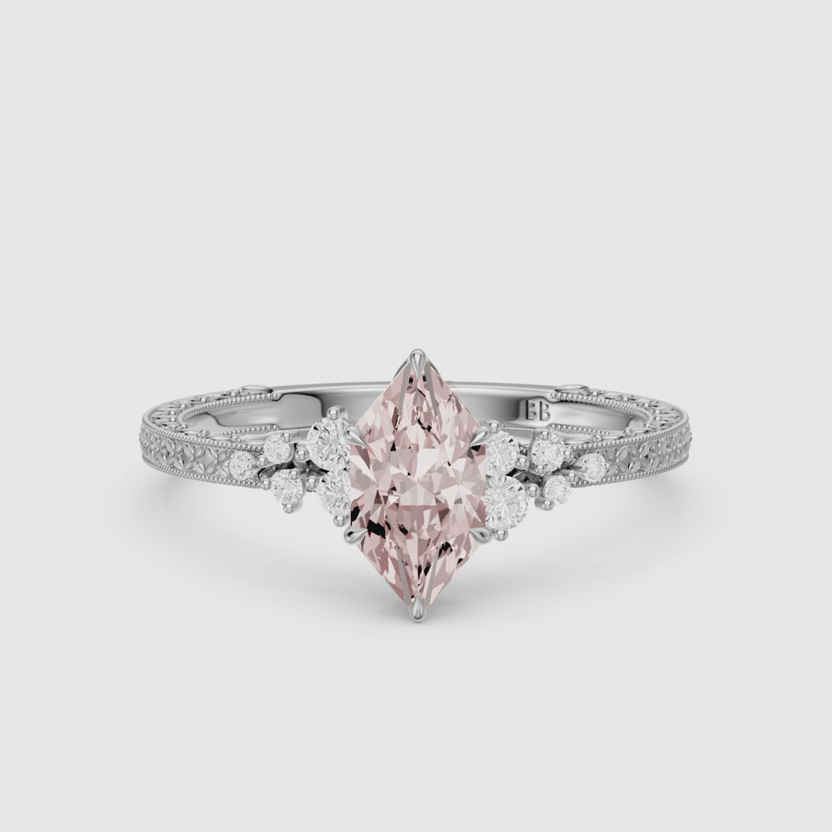 Load video: Odelia Dutch Marquise Lab Grown Diamond Vintage Ring with Milgrain Band