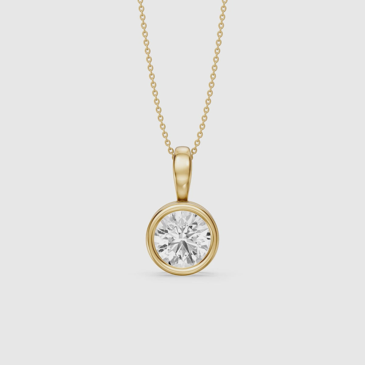 Load video: Shiri Round Lab Grown Diamond Bezel Solitaire Pendant