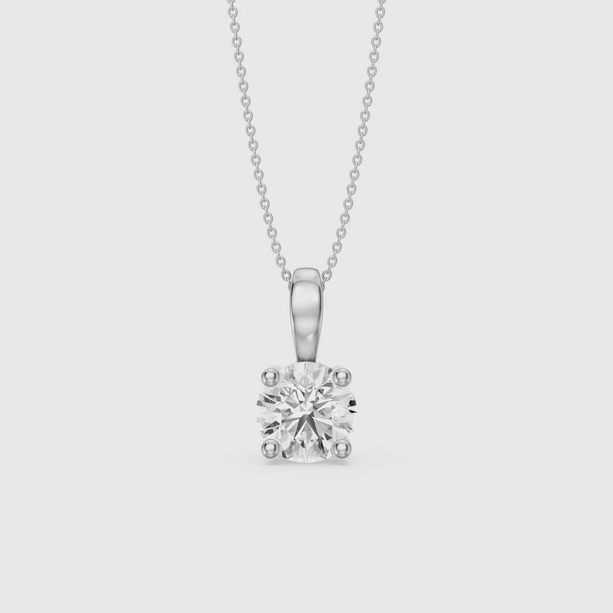 Load video: Beverly Round Cut Lab Grown Diamond Solitaire Pendant