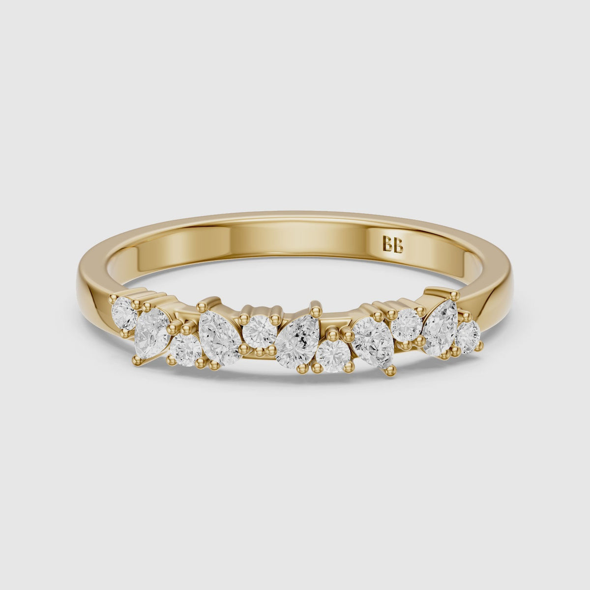 Load video: Kaia Pear and Round Shape Lab Grown Diamond Wedding Band