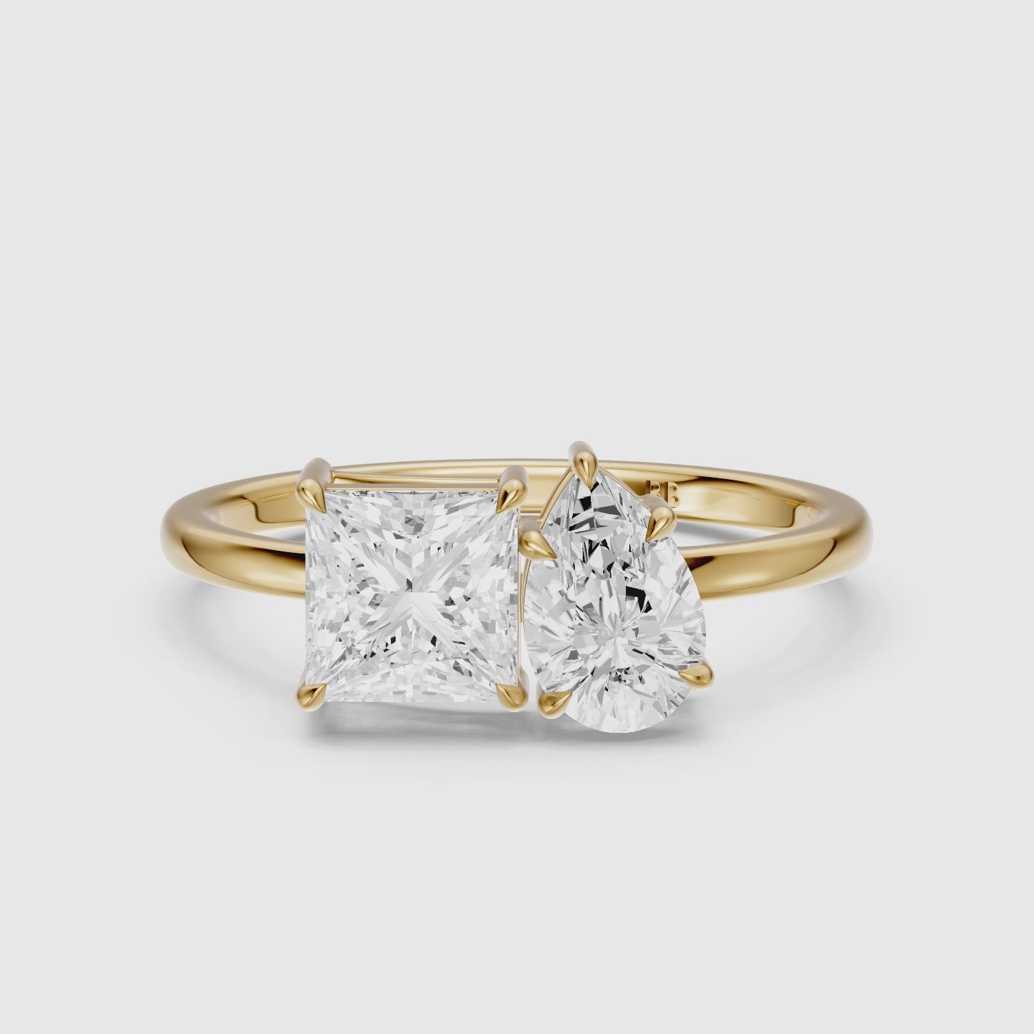 Load video: Scarlett Toi Et Moi Pave Ring With Princess and Pear Two Stone Lab Grown Diamond
