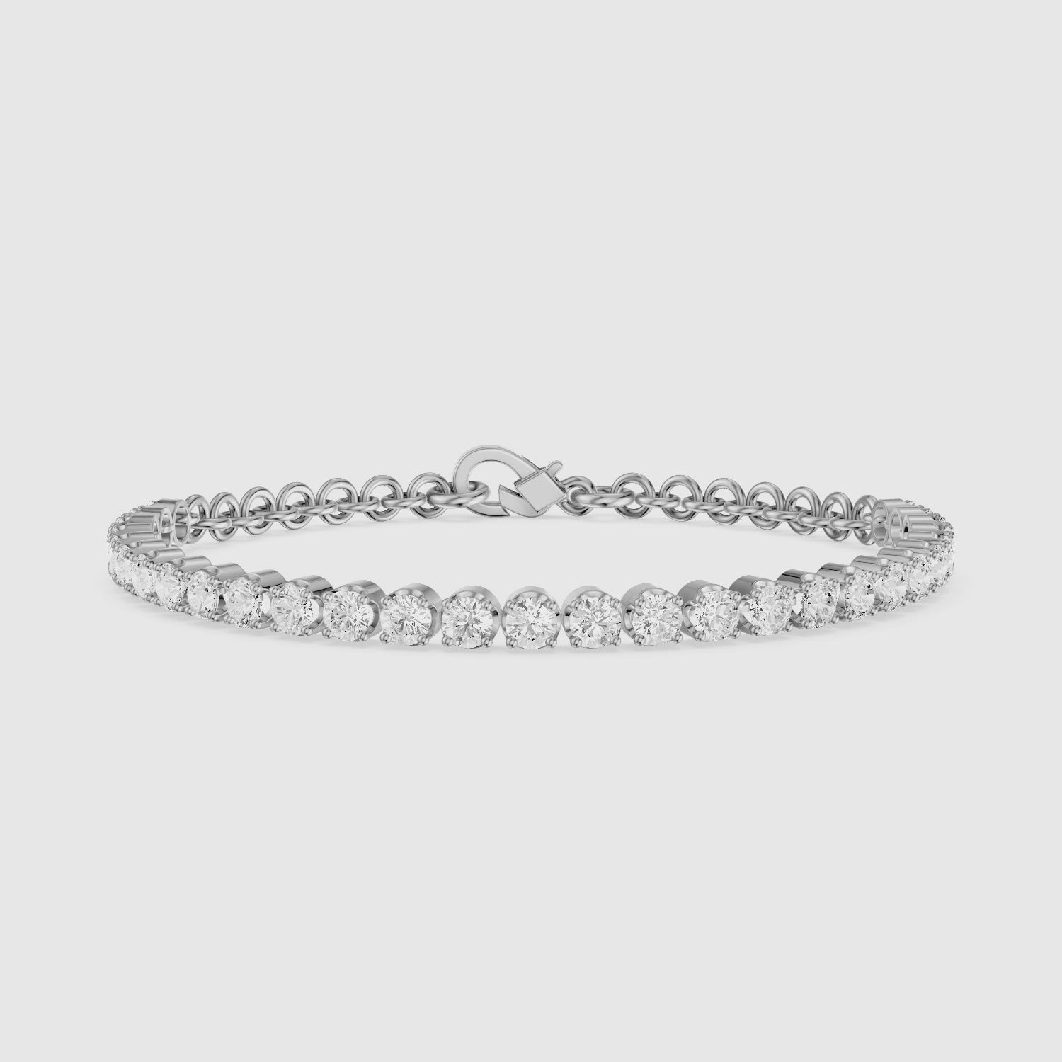 Load video: Eloise Round Lab Grown Diamond Four Prong Tennis Bracelet