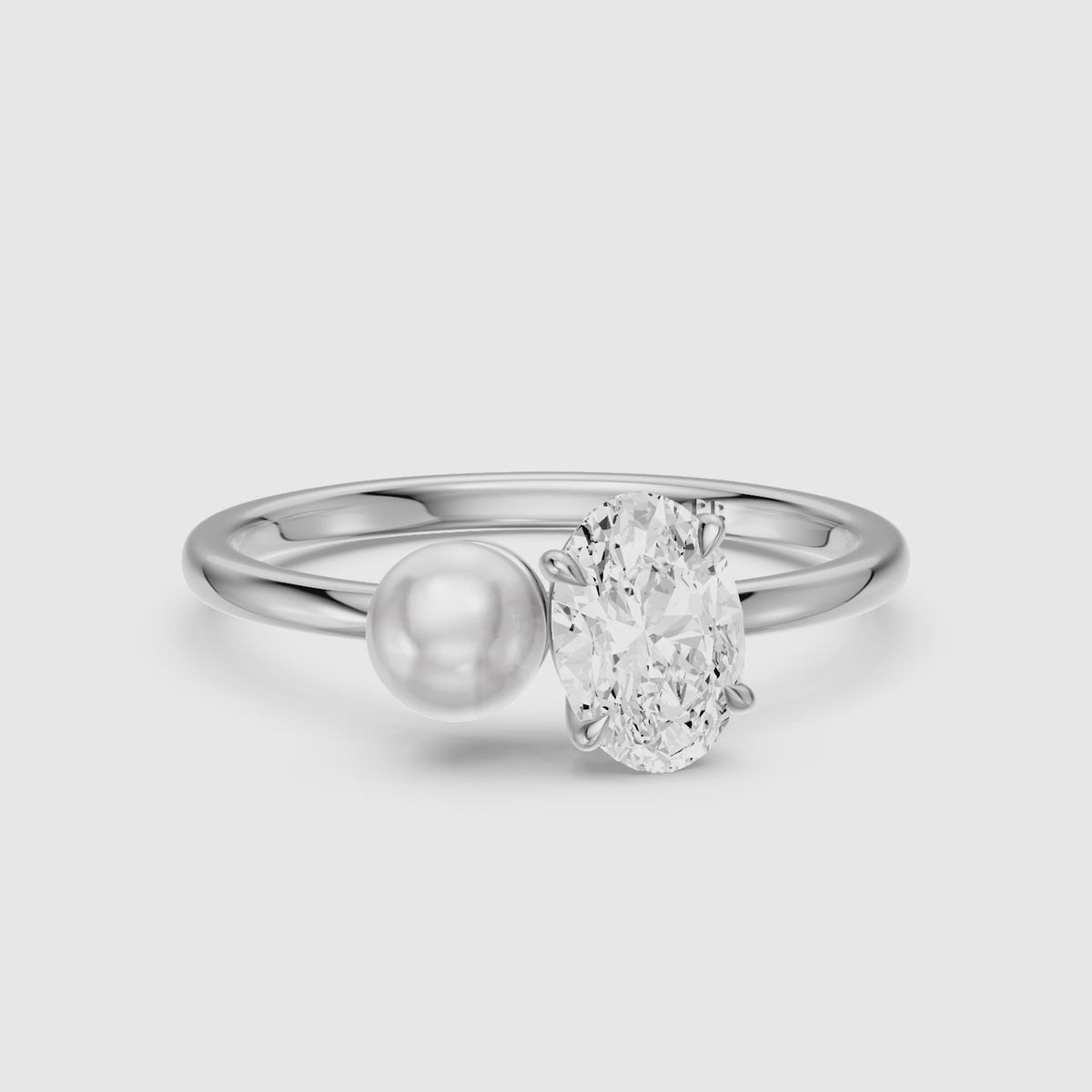 Load video: Ariana Oval Lab Grown Diamond and Pearl Engagement Ring