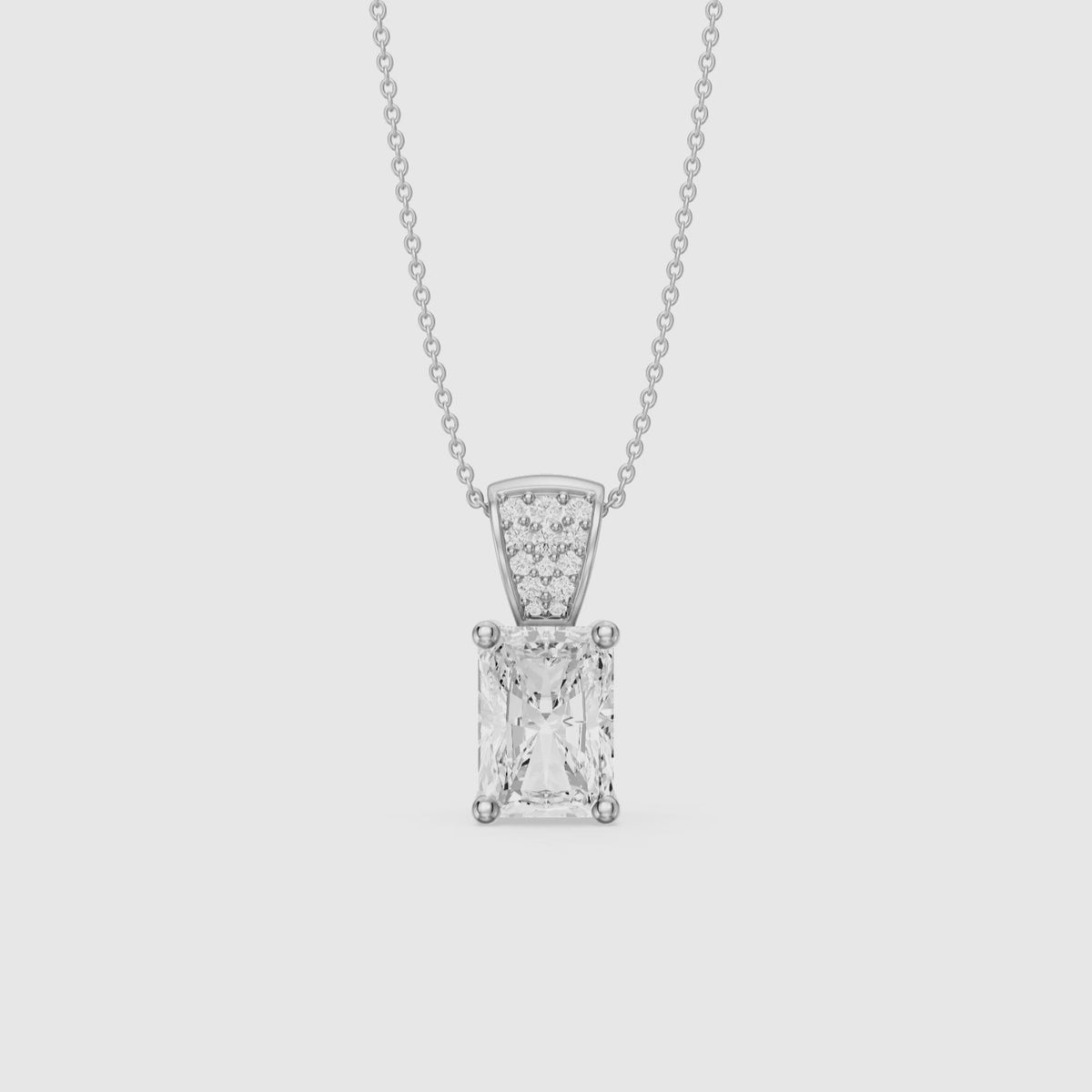 Load video: Kamila Radiant Cut Lab Grown Diamond Pendant with Pave Bail