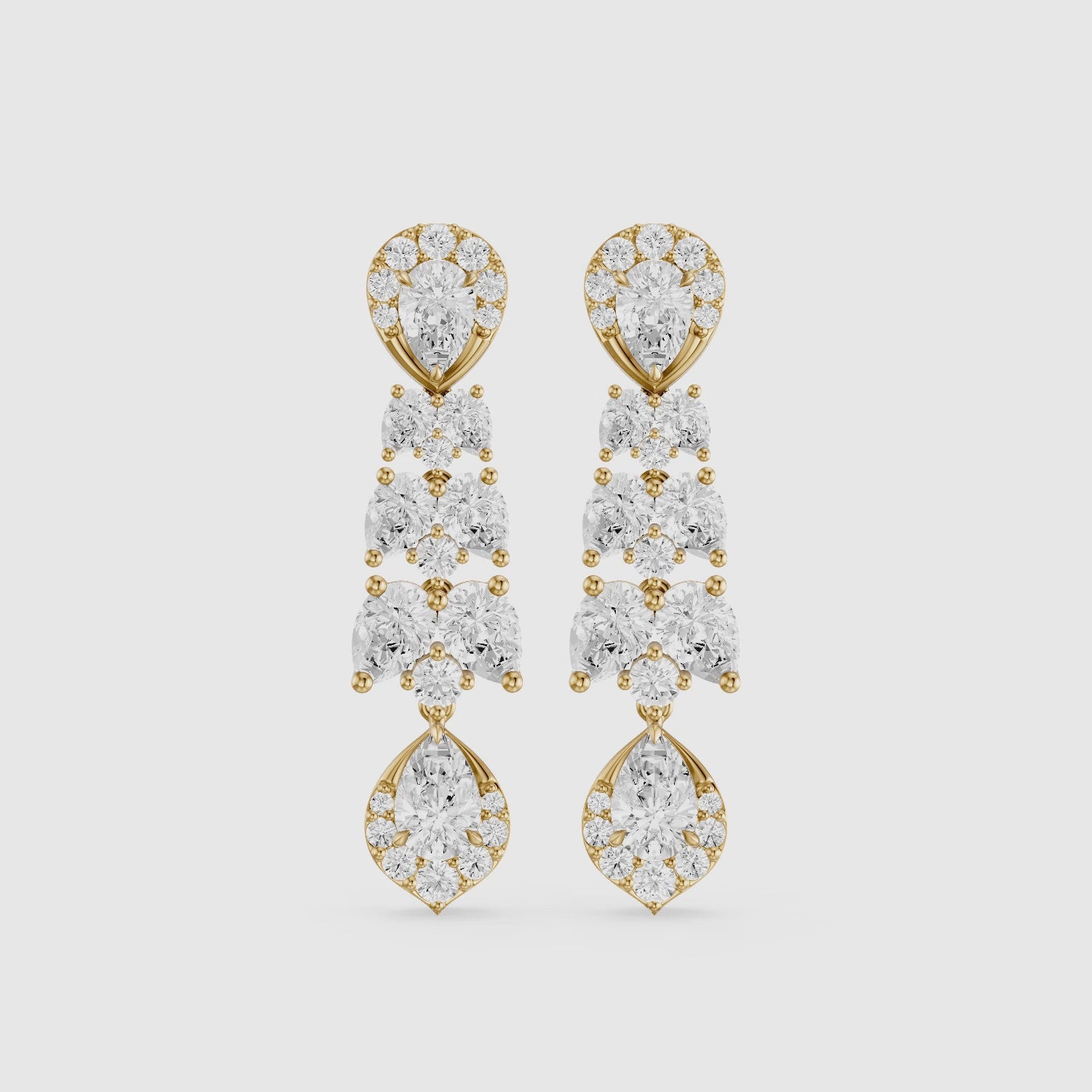Load video: Geneva Pear Halo Lab Grown Diamond Chandelier Earrings