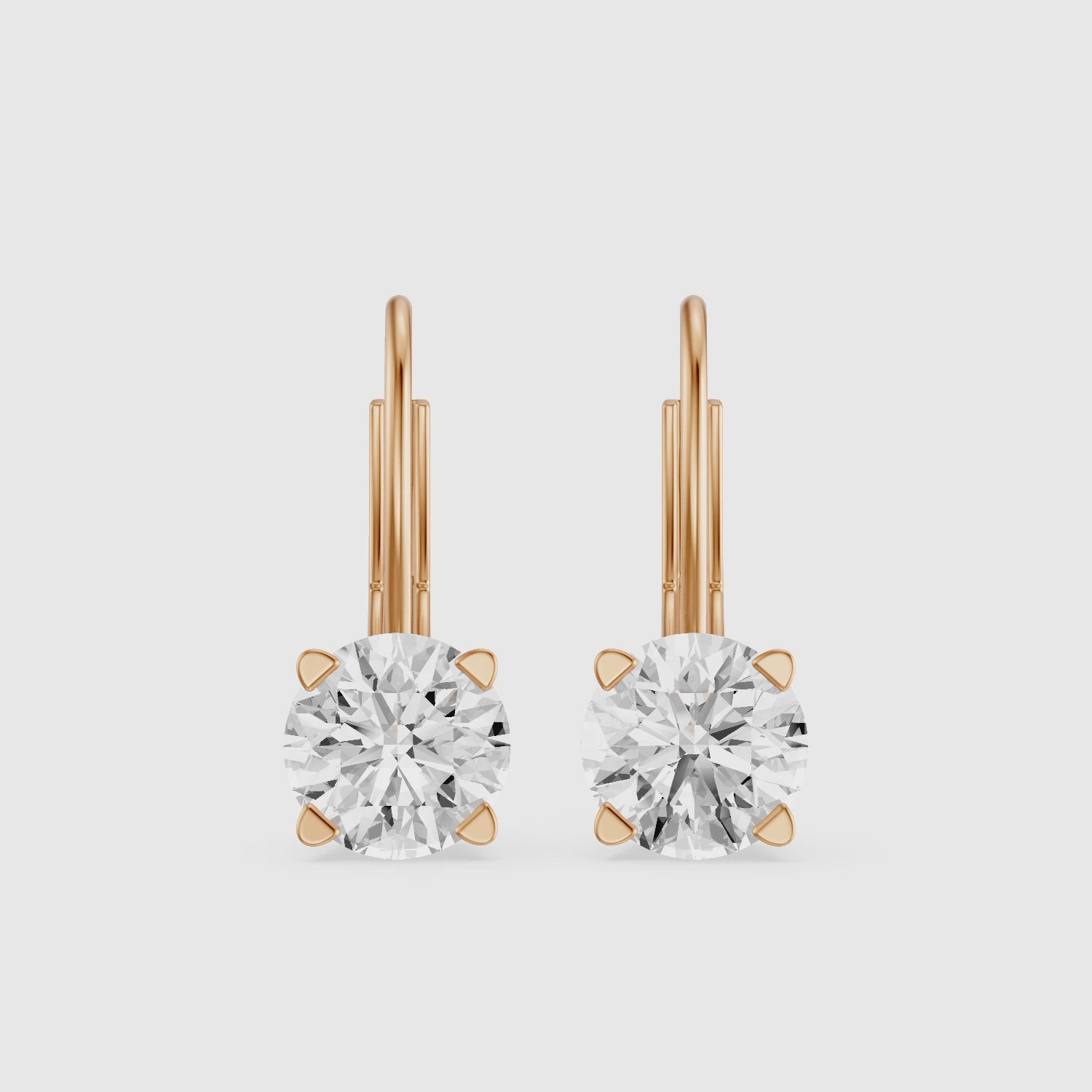 Load video: Riley Round Lab Grown Diamond Solitaire Lever Back Earrings