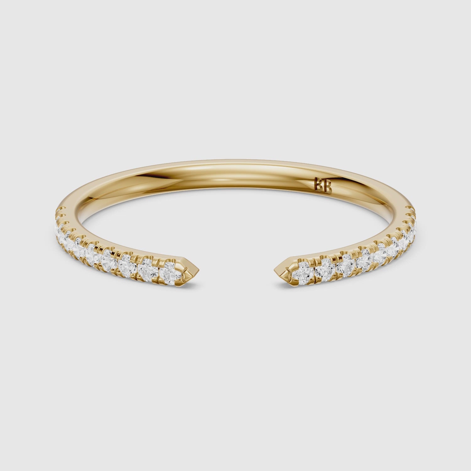 Load video: Beyonce Open Cuff Lab Grown Diamond Wedding Band