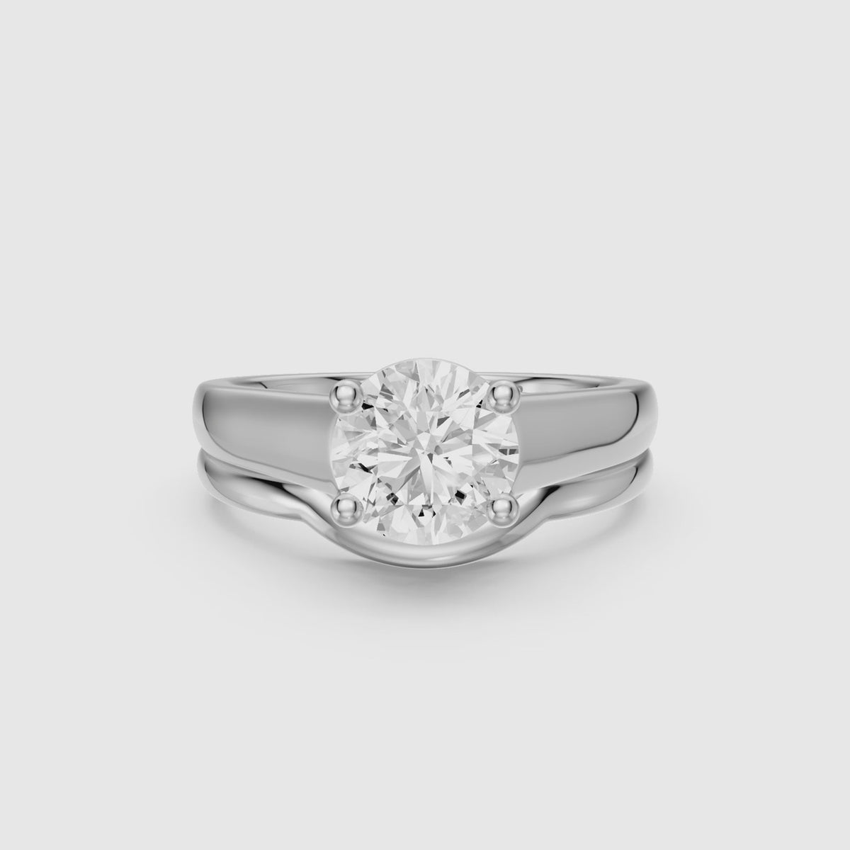 Load video: Anna Round Lab Grown Diamond Solitaire Bridal Set