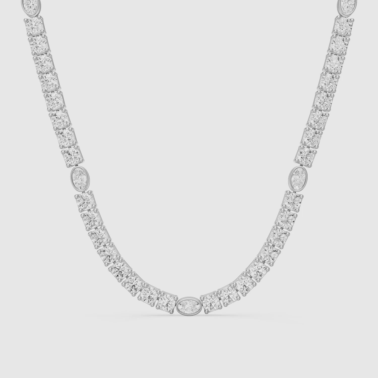 Load video: Juniper Oval Lab Grown Diamond Station Tennis Necklace