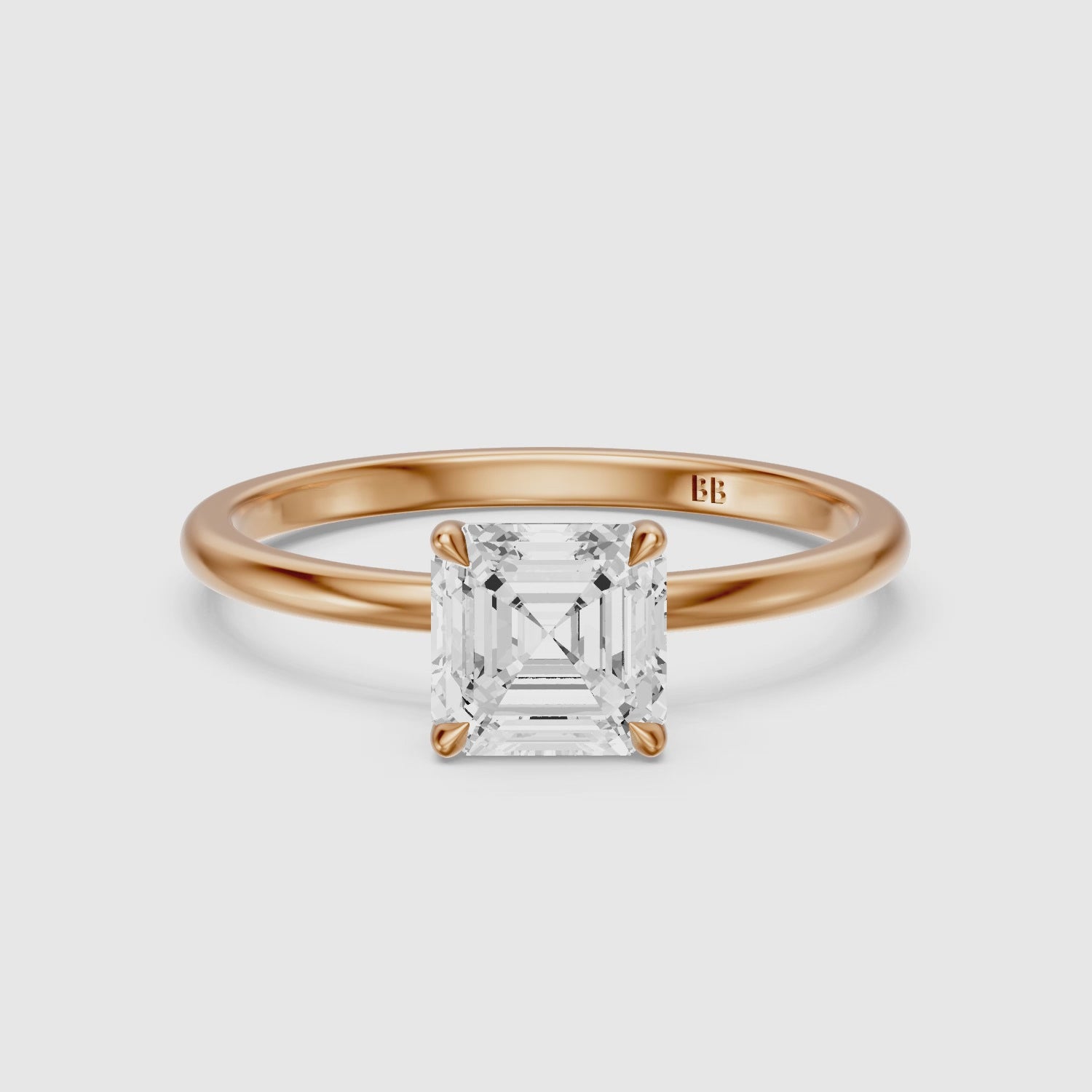 Load video: Halsey Asscher Cut Solitaire Lab Grown Diamond Engagement Ring