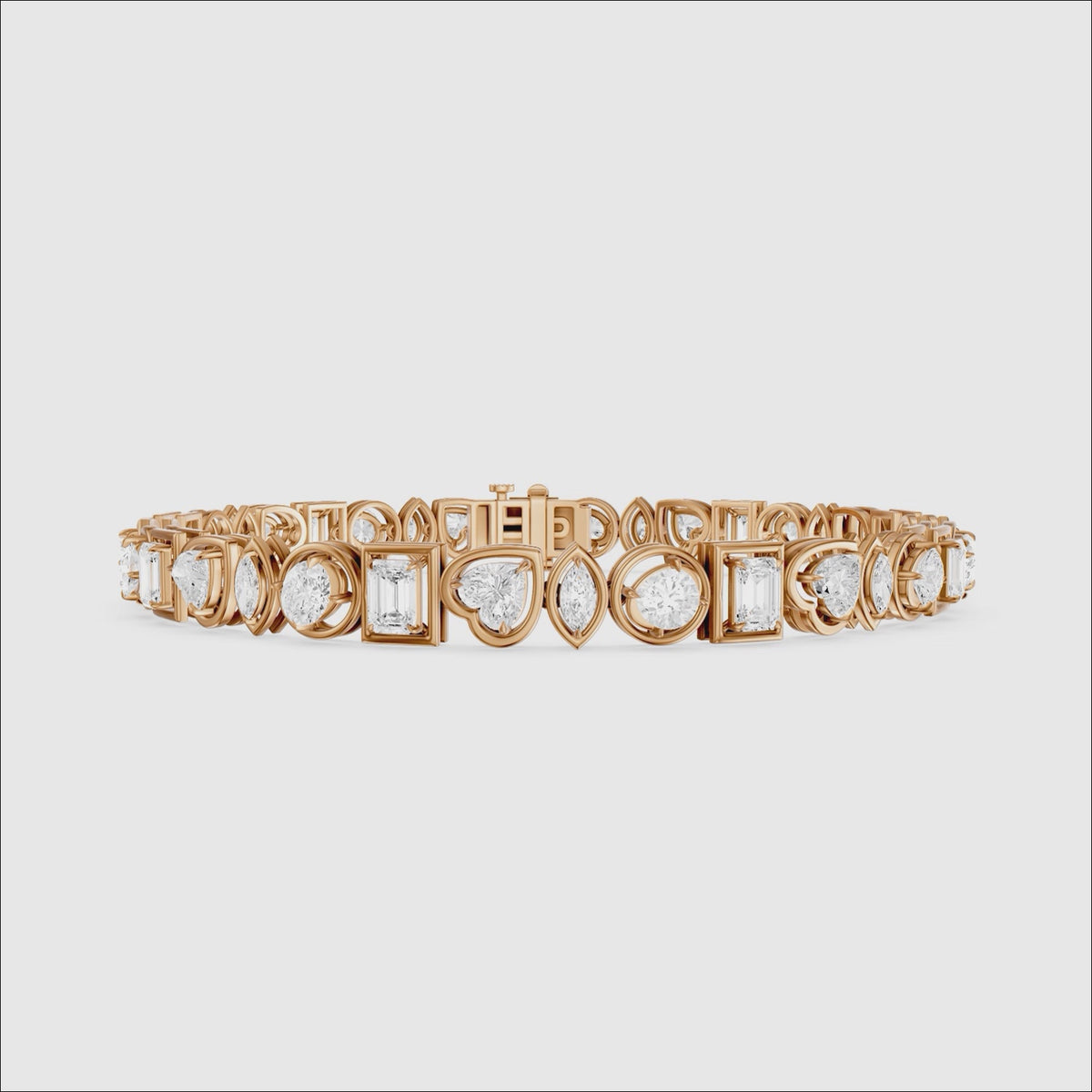 Load video: Deasia Oval, Emerald Cut, Heart and Marquise Lab Grown Diamond Tennis Bracelet