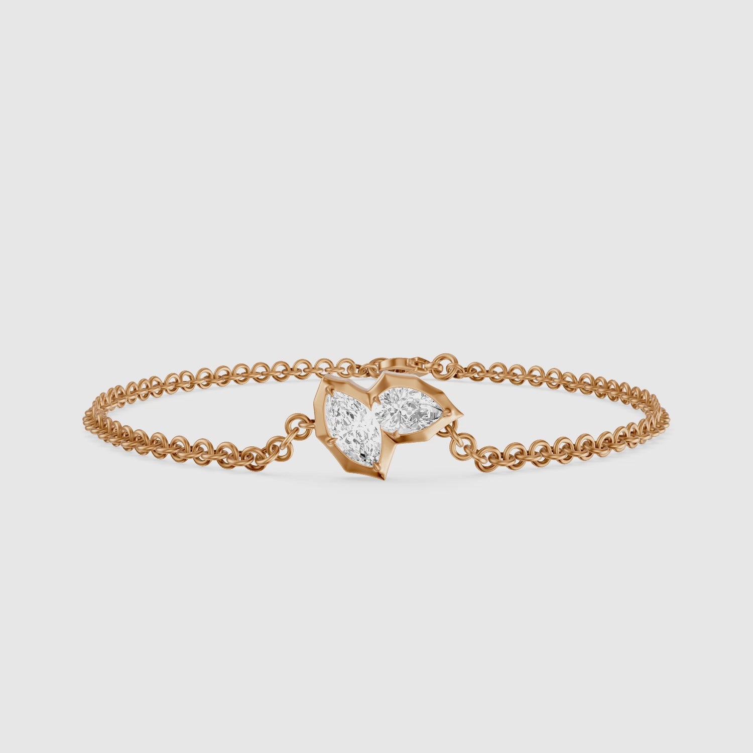 Load video: Sally Marquise and Pear Lab Grown Diamond Toi et Moi Bracelet