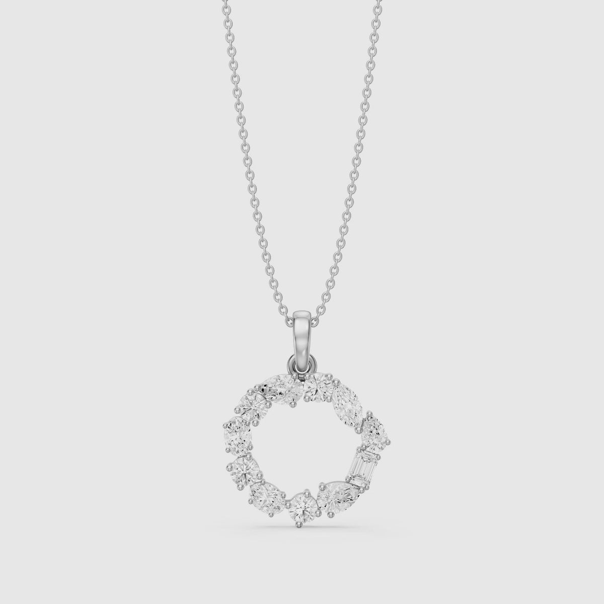 Load video: Elia Multi Shape Lab Grown Diamond Initial O Pendant