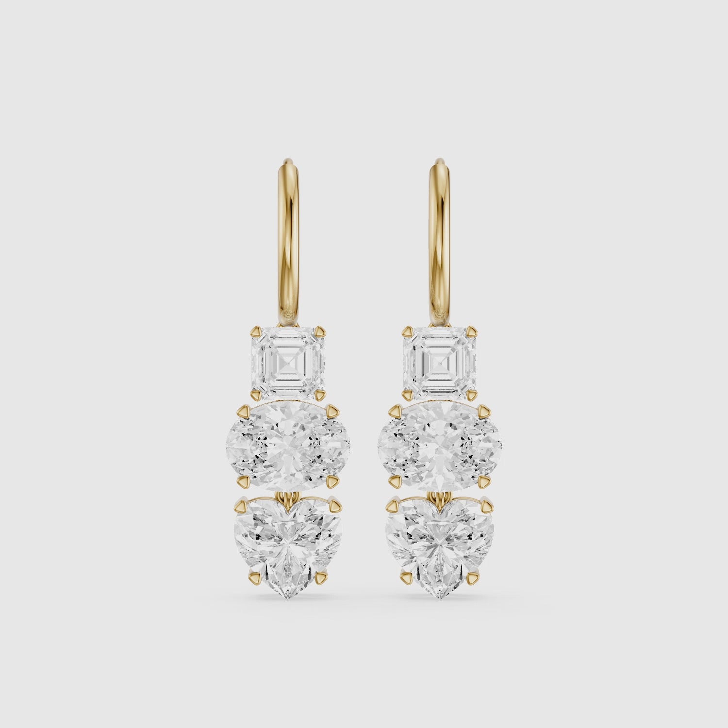 Load video: Kenna Asscher, Oval, and Heart Lab Grown Diamond Huggie Drop Earrings