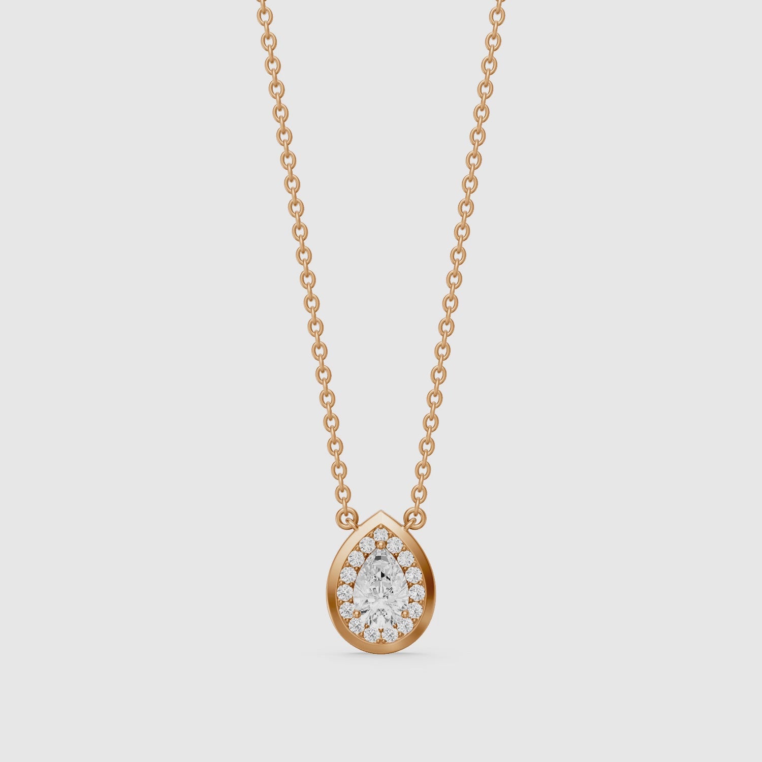 Load video: Lydia Pear Shape Lab Grown Diamond Halo Pendant