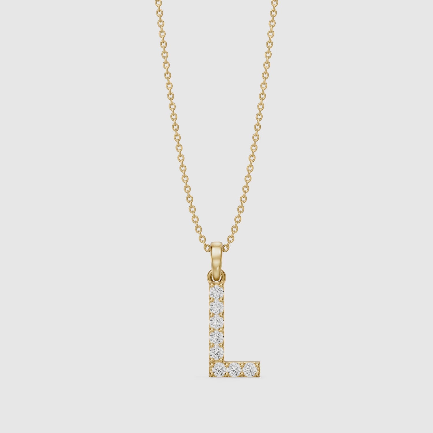 Load video: Phoenix Lab Grown Diamond L Initial Pendant Necklace