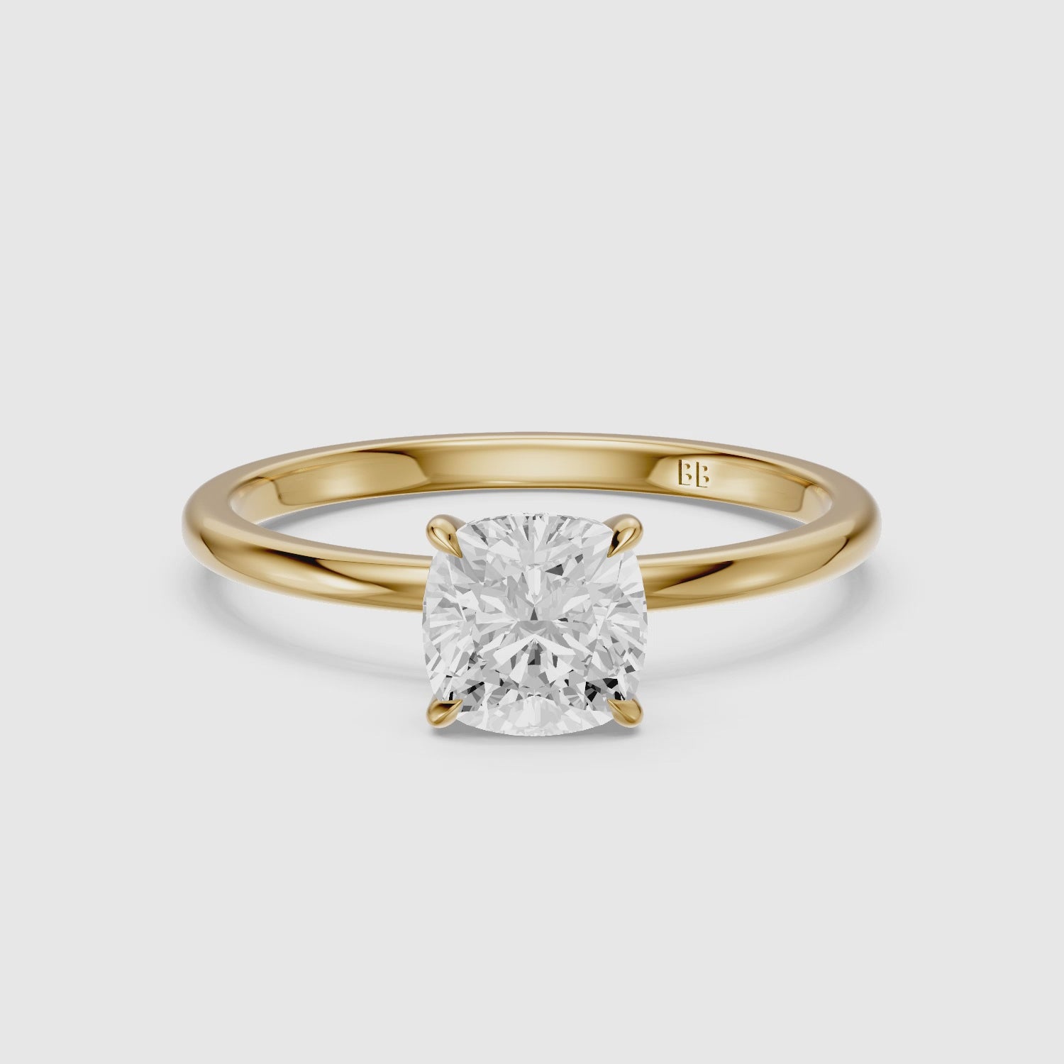 Load video: Lanaya 4 Prong Cushion Cut Hidden Halo Lab Grown Diamond Ring