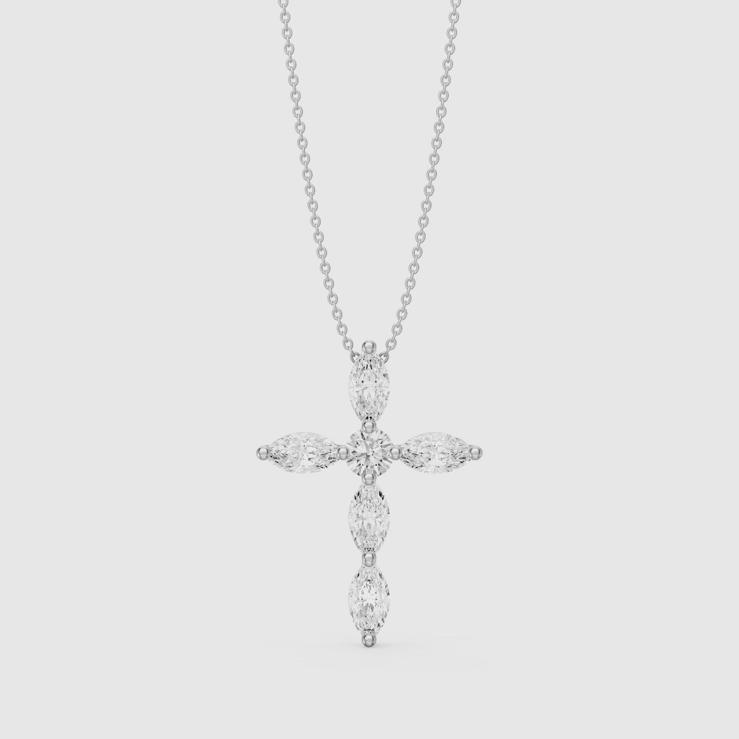 Load video: Noemi Marquise Lab Grown Diamond Cross Pendant
