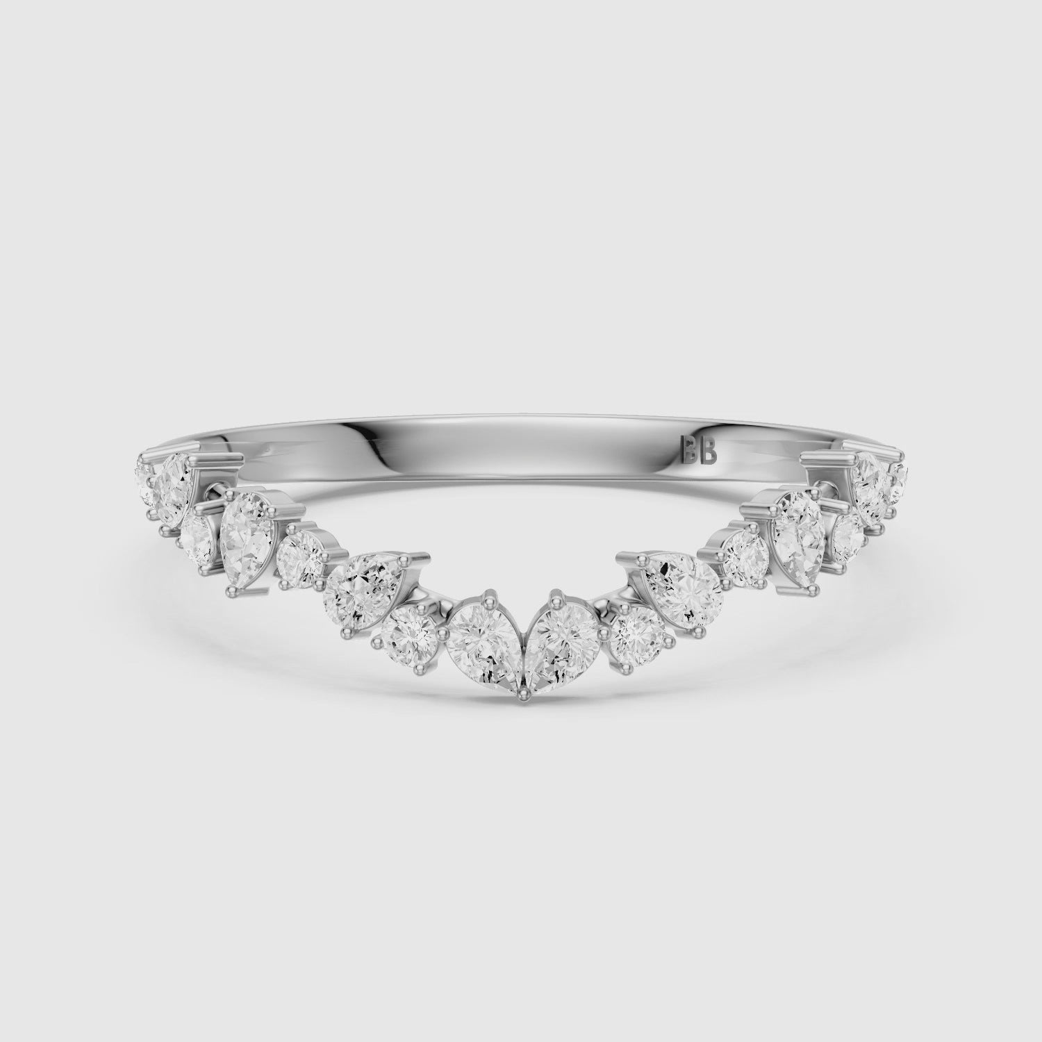 Load video: Zoey Mixed Shape Lab Grown Diamond Curved Band
