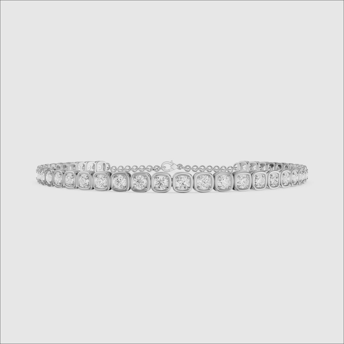 Load video: Cherine Round Lab Grown Diamond Bezel with Prong Tennis Bracelet