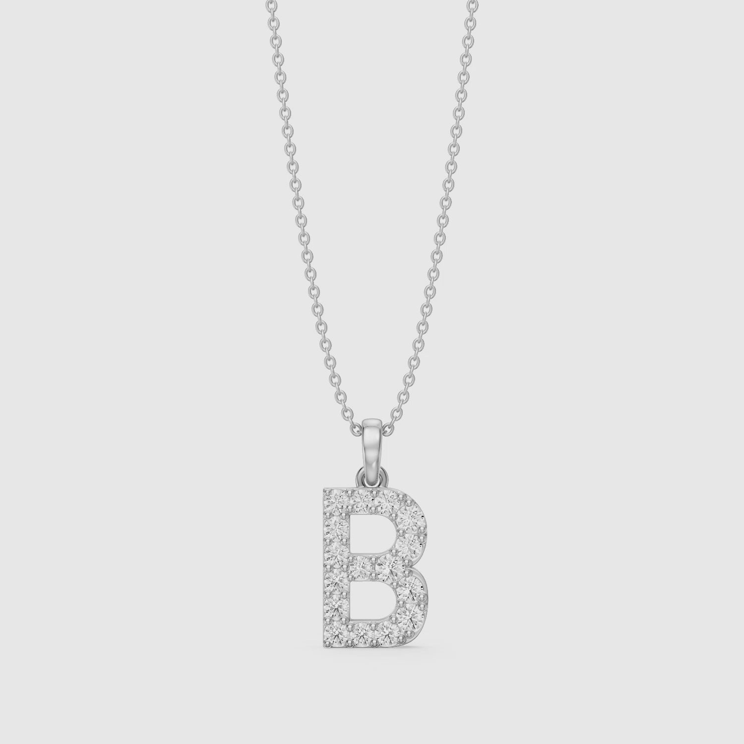 Load video: Brooklyn Lab Grown Diamond B Initial Pendant Necklace