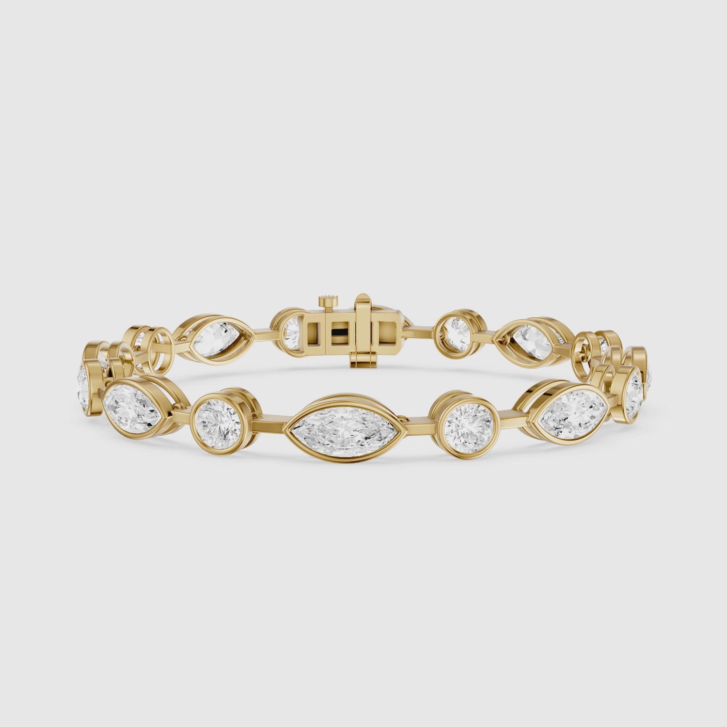 Load video: Sasilvia Round Cut and Marquise Cut Lab Grown Diamond Bezel Tennis Bracelet
