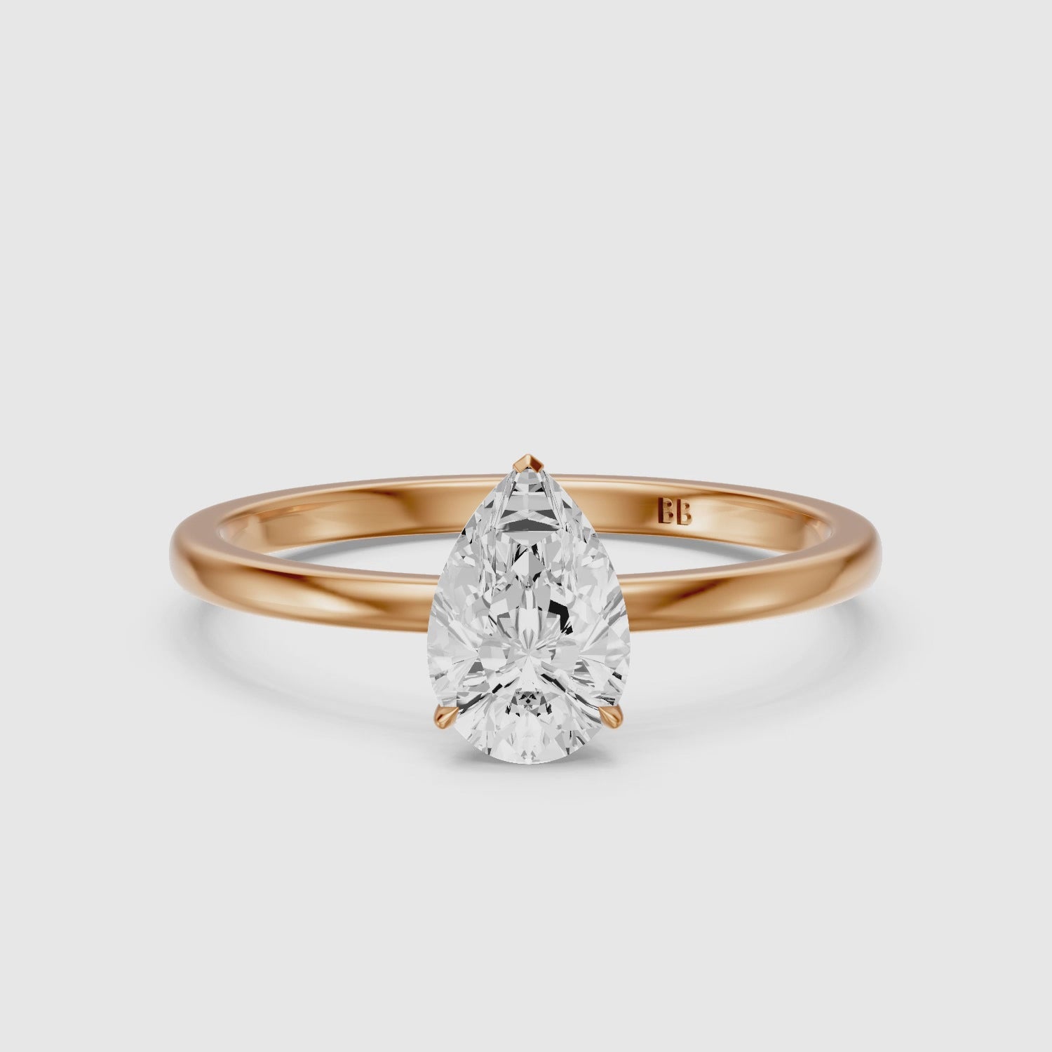Load video: Demi Pear Cut Low Profile Solitaire Lab Grown Diamond Ring