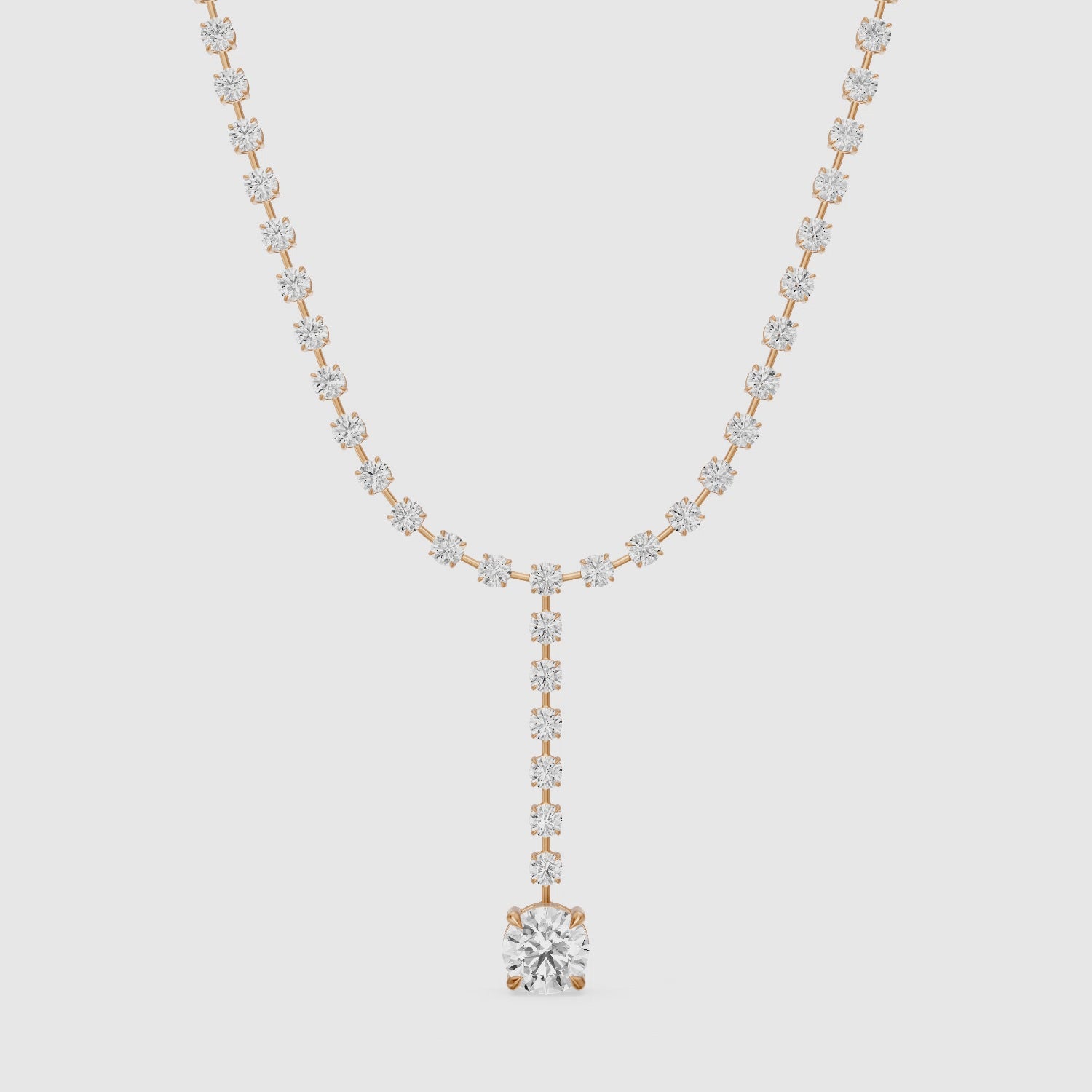 Load video: Emilia Round Cut Lab Grown Diamond Linear Drop Tennis Necklace