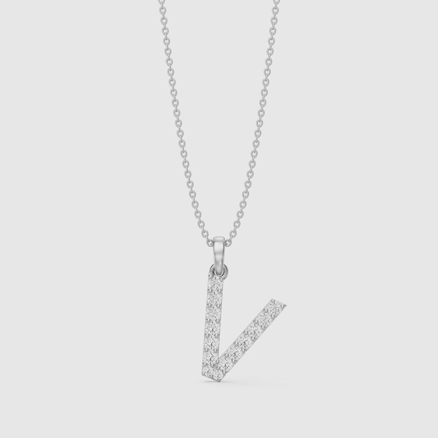 Load video: Harley Lab Grown Diamond V Initial Pendant Necklace