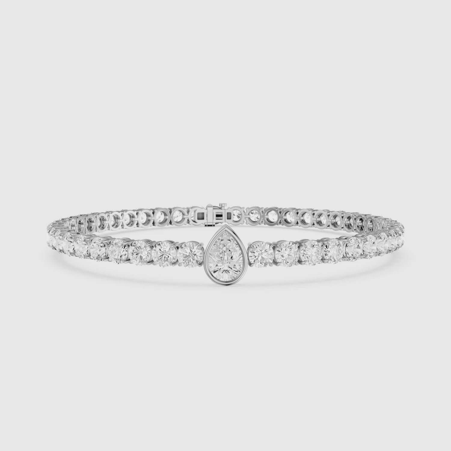 Load video: Ramona Pear Shape Lab Grown Diamond Single Station Tennis Bracelet