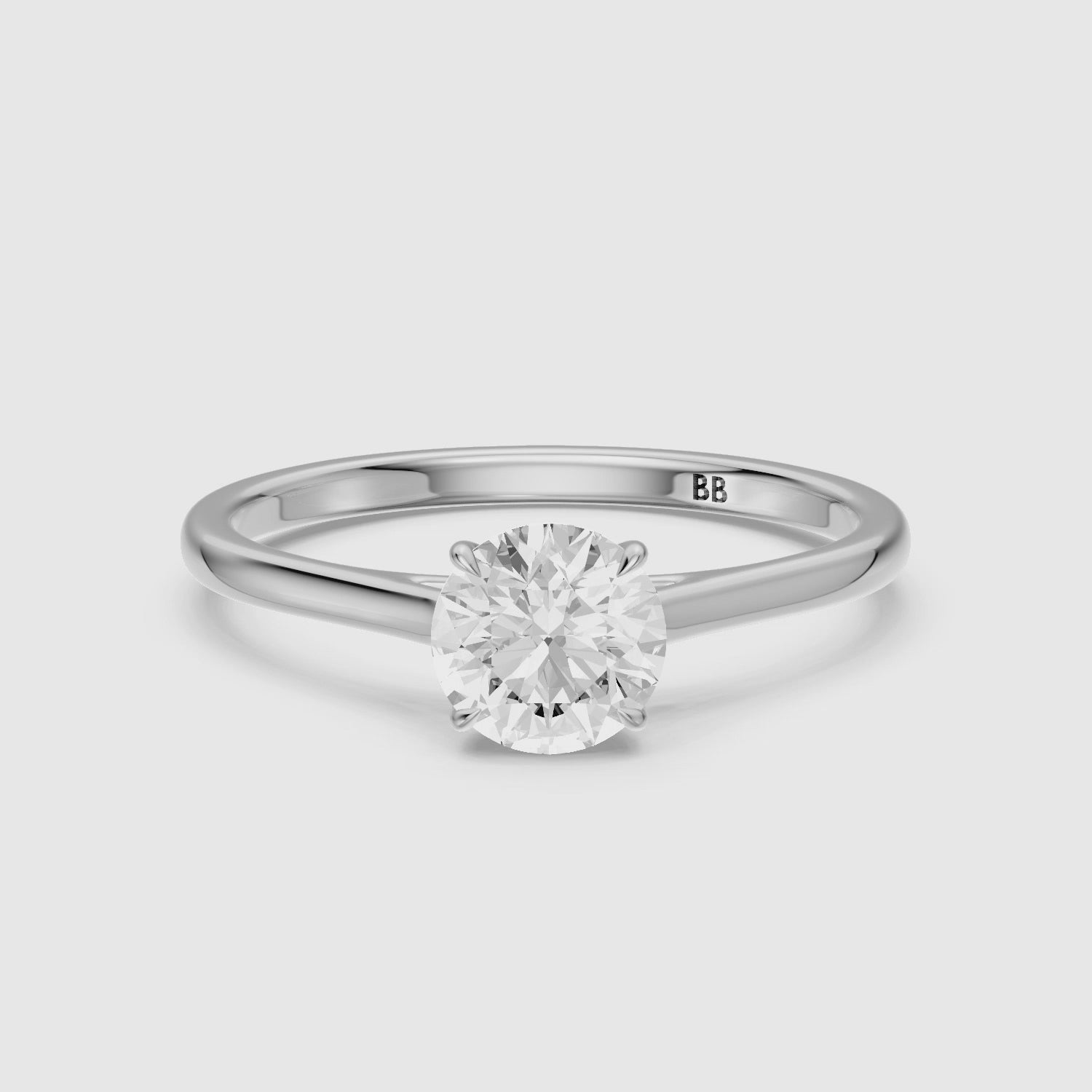 Load video: Aubria Round Cut Solitaire Cathedral Style Lab Grown Diamond Ring