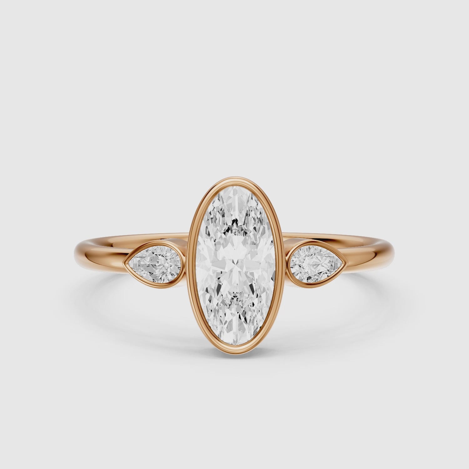 Load video: Eliza Moval Moissanite Diamond Bezel Ring with Pear Side Stones