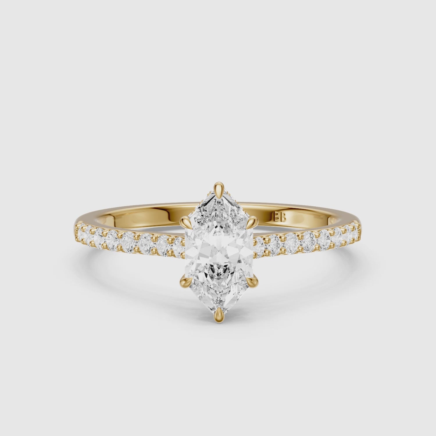 Load video: Iara Dutch Marquise Moissanite Diamond Hidden Halo French Pave Engagement Ring
