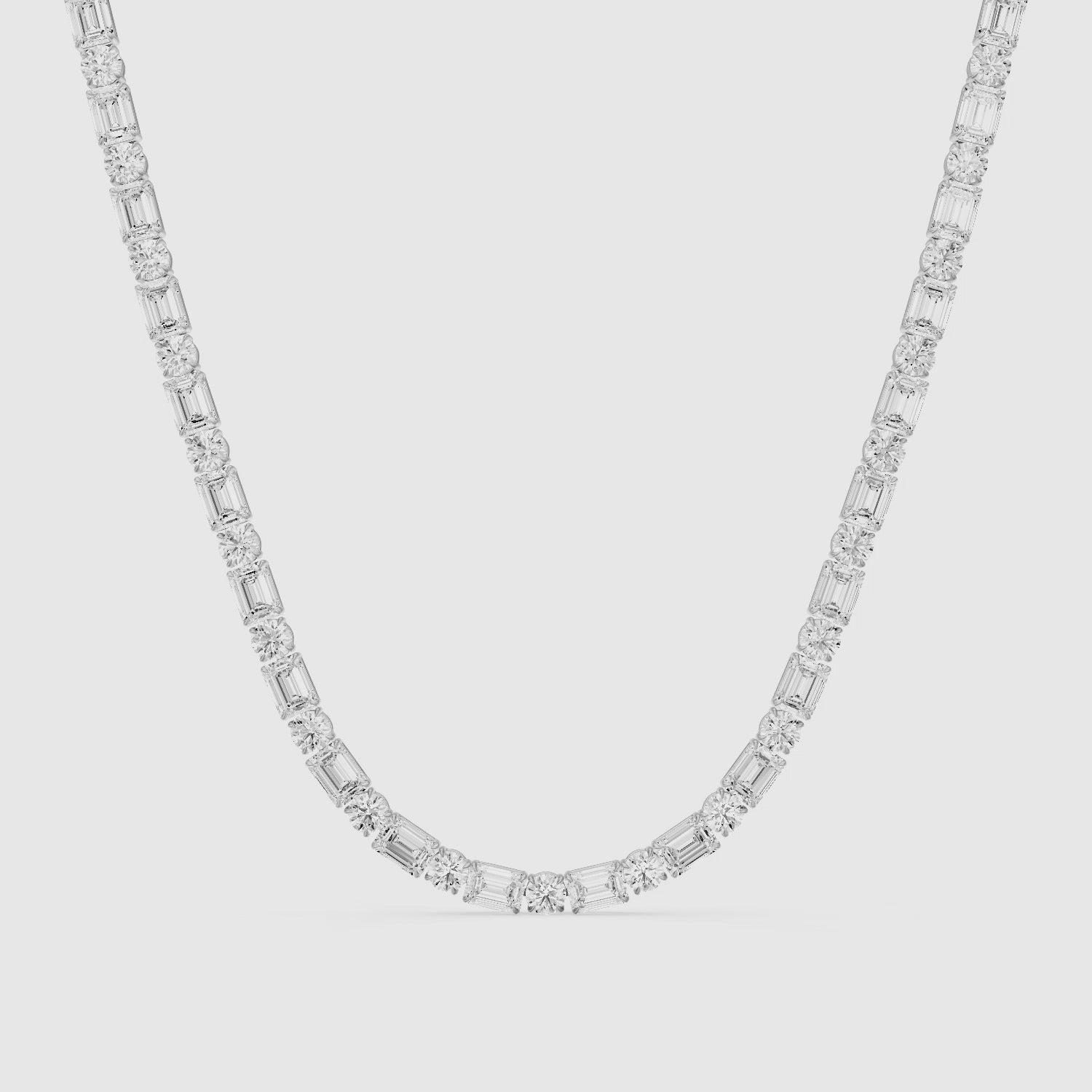 Load video: Savannah Emerald and Round Cut Lab Grown Diamond Tennis Necklace