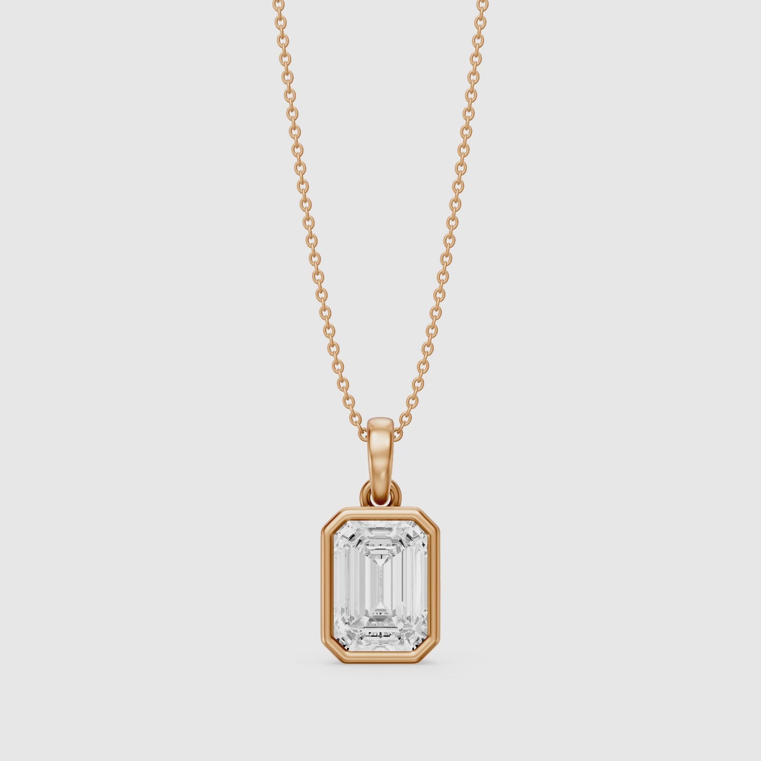 Load video: Agata Emerald Cut Solitaire Lab Grown Diamond Pendant