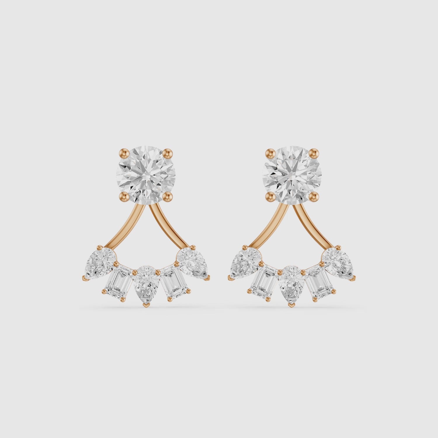 Load video: Collins Pear and Emerald Cut Lab Diamond Ear Jacket Cuff Earrings
