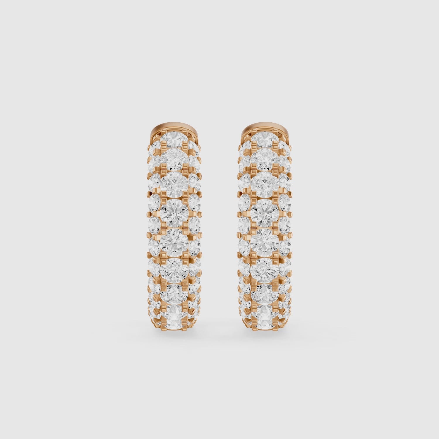 Load video: Anthea Round Lab Grown Diamond Chunky Pave Huggie Hoop Earrings